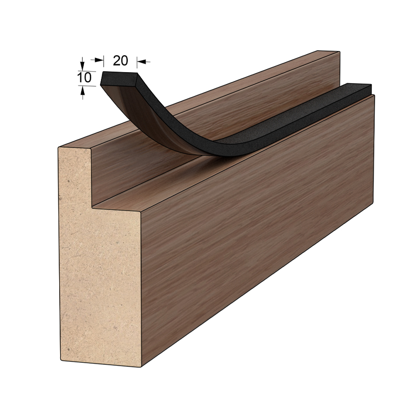 BLACK ADHESIVE DRAUGHT EXCLUDER 20x10 5m DRAUGHT EXCLUDERS - RUBBER SEALS